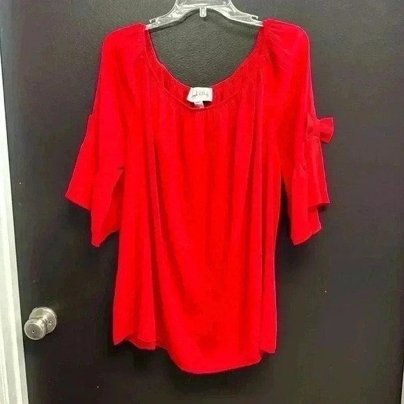 Joseph Ribkoff Off Shoulder Blouse.  Lipstick Red color.  Women’s size 20. - Picture 1 of 5